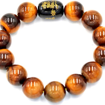 Vòng tay chuỗi hạt đá mắt hổ 14 ly Thái tuế phù DTTD28