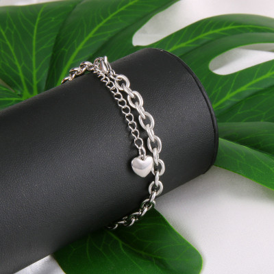 Lắc tay unisex vòng tay nam nữ cá tính trái tim phong cách Hàn Quốc