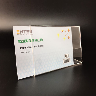 Kệ mica 1 mặt Enter F03-L 150x100mm A6 ngang, Kệ menu chữ L, Khung thông tin sản phẩm, Khung bảng giá, Kệ trưng bày để bàn
