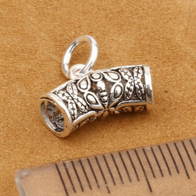 Combo 2 cái charm bạc hình trụ xỏ ngang để gắn charm treo - Ngọc Quý Gemstones