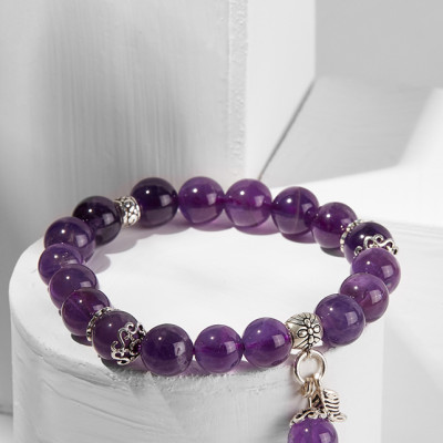 Vòng tay thạch anh tím mix lá nhỏ Ngọc Quý Gemstones