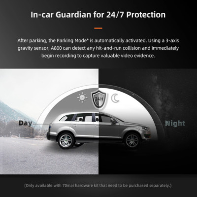 Camera hành trình ô tô Xiaomi 70mai cao cấp A800S chất lượng hình ảnh 4K, tích hợp Wifi (Bộ tích hợp Camera trước + Sau) - Bản Quốc Tế - Hàng Nhập Khẩu