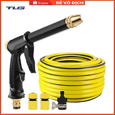 Bộ dây và vòi xịt rửa xe tưới cây tăng áp,vòi xịt rửa,vòi tưới cây 810-2498 (dây vàng- cút nối đen) 