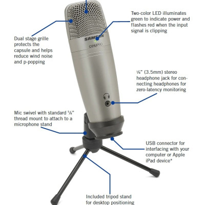  Micro Thu Âm Samson C01U Pro - Hàng Chính Hãng