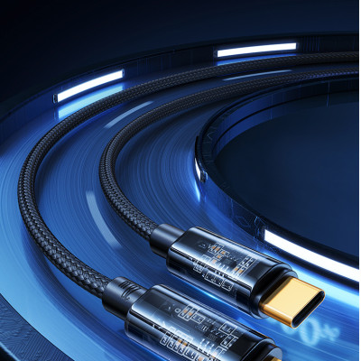 Cáp Pisen Quick Ice Cry.stal PD Type-C to L Explorer 1200mm ( QC-TC01-1200) trong suốt, dây dù chống rối, hàng chính hãng