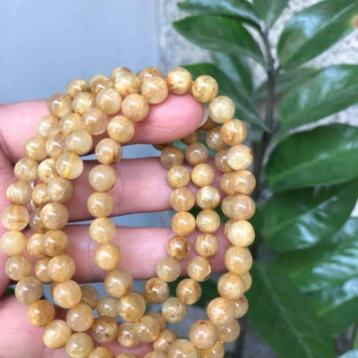 VÒNG TAY ĐÁ THẠCH ANH TÓC VÀNG TỰ NHIÊN SẠCH ĐẸP 108 HẠT  SIZE VÒNG 7MM 100% ĐÁ THIÊN NHIÊN  NỮ MỆNH KIM MỆNH THỔ MỆNH THỦY ĐEO KIỂU QUẤN TAY RẤT SANG RẤT XINH Ạ