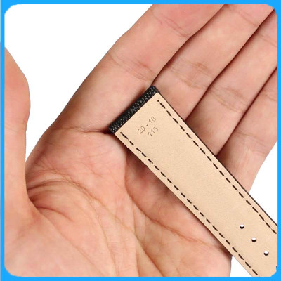 Dây Da Đồng Hồ ZRC Pháp Dòng OPALINE Da Bê Dập Vân Thằn Lằn Đen Cỡ 20mm