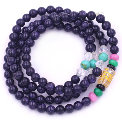 Vòng chuỗi 108 hạt đá lam sa charm lục tự chân ngôn - hạt 8 ly ( size lớn ), vòng chuỗi niệm Phật, vòng chuỗi đeo tay