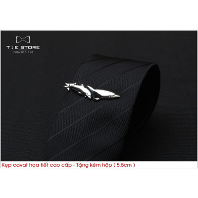 Kẹp cà vạt nam cao cấp ( 5.5cm), Kẹp Cavat hình họa tiết con cá cao cấp - tặng kèm hộp nhỏ