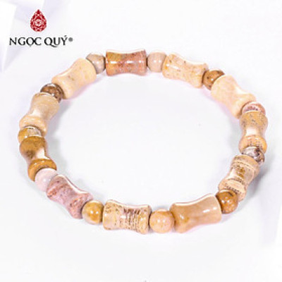 Vòng tay đá san hô hóa thạch đốt 12x8mm mệnh thủy, kim - Ngọc Quý Gemstones