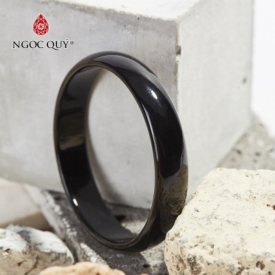 Vòng tay mã não đen bản hẹ mệnh thủy, mộc - Ngọc Quý Gemstones