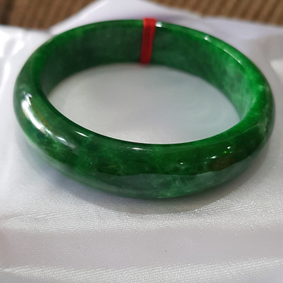 Vòng Tay Đá cẩm thạch Bản HEST I 52mm Xanh Sơn Thủy Đậm bóng đẹp Size 52mm x cao 13mm x dầy 7mm Nữ mệnh Thủy Mộc 51kg - 55kg đeo ạ