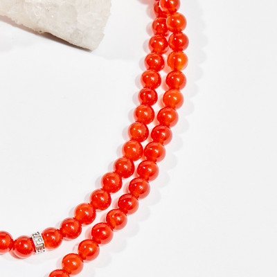 Vòng chuỗi hạt đeo tay 108 viên đá mã não đỏ 6mm mệnh hỏa , thổ - Ngọc Quý Gemstones