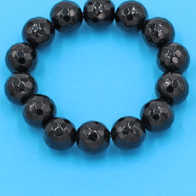 Chuỗi đeo tay - thạch anh đen cắt giác 14 ly 14 hạt - hợp mệnh Thủy, mệnh Mộc