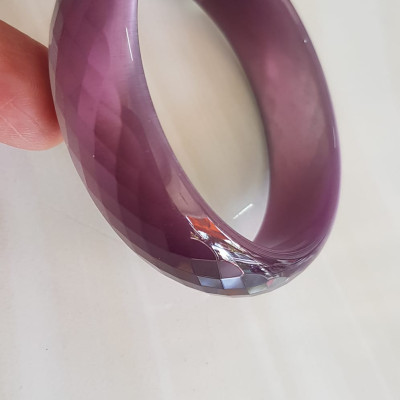 Vòng tay nữ đá mắt mèo bản hẹ giác tím mới đẹp Vòng Ni 54mm x cao 16mm x dầy 6,2mm Vòng màu tím nho chuẩn hợp nữ mệnh hỏa, mệnh thổ 49kg - 54kg đeo ạ