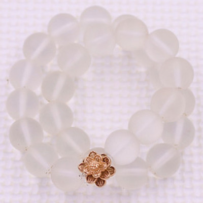 [Mệnh Kim, Thủy] Vòng Chuỗi Niệm Phật Đá Thạch Anh Trắng Mờ 14 Ly 27 Hạt Charm Hoa Sen Inox, Vòng Chuỗi Phật Giáo, Chuỗi Niệm Phật Hạt To - Phong Thủy 868