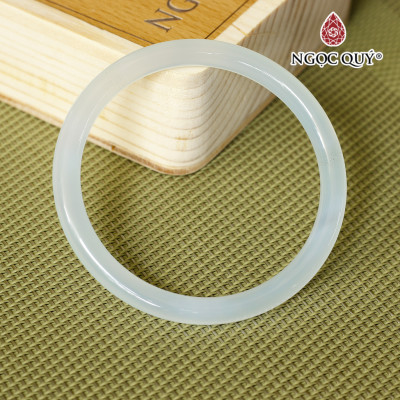 Vòng tay chalcedony thiên thanh bản tròn (bản 6-7mm) - Ngọc Quý Gemstones
