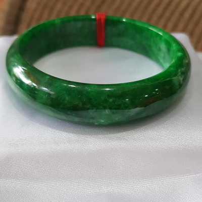 Vòng Tay Đá cẩm thạch Bản HEST I 52mm Xanh Sơn Thủy Đậm bóng đẹp Size 52mm x cao 13mm x dầy 7mm Nữ mệnh Thủy Mộc 51kg - 55kg đeo ạ