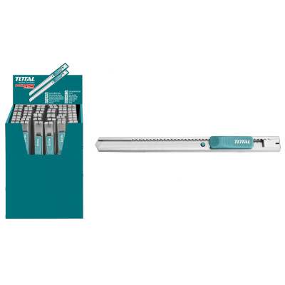 Dao rọc giấy cao cấp lưỡi 9mm*80mm TOTAL THT5110916 - khóa tự động, nút ấn phẳng, kèm 1 lưỡi dao, tay cầm chắc chắn