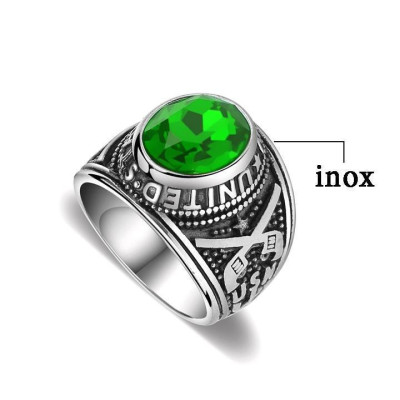 Nhẫn nam titan cao cấp thời trang rẻ đẹp nhẫn mỹ inox thép không gỉ trangsucpt đá xanh dương PTNNA03