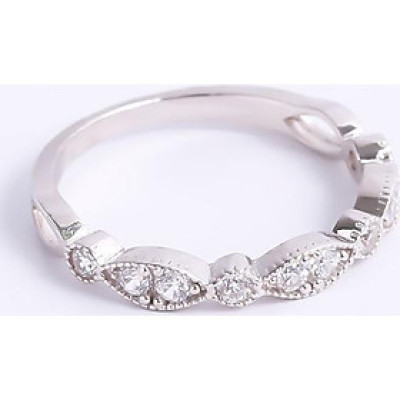 Nhẫn bạc đính đá xuyến chi nữ cao cấp Gix Jewel N27