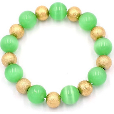 Chuỗi đeo tay - đá mắt mèo xanh lá 12 ly VMEXLHVM1 - hợp mệnh Mộc, mệnh Hỏa