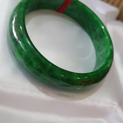 Vòng Tay Đá cẩm thạch Bản HEST I 52mm Xanh Sơn Thủy Đậm bóng đẹp Size 52mm x cao 13mm x dầy 7mm Nữ mệnh Thủy Mộc 51kg - 55kg đeo ạ