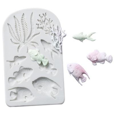 Khuôn silicon làm bánh, rau câu cá biển, san hô, rong biển - Mã số 1098