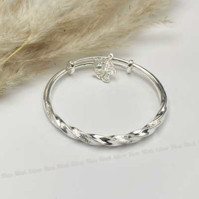 Lắc Tay Nữ Bạc Ta Nguyên Chất S99 Charm Hồ Điệp BẠC HIỂU MINH LTU620