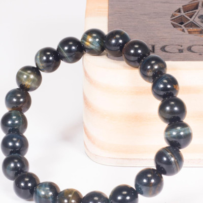 Vòng tay phong thủy đá mắt hổ xanh đen mệnh thủy , mộc - Ngọc Quý Gemstones