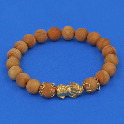 Chuỗi đeo tay Gỗ Ngọc Am 8 ly Cẩn Tỳ Hưu Phong Thủy inox vàng VGHDTHHKV8