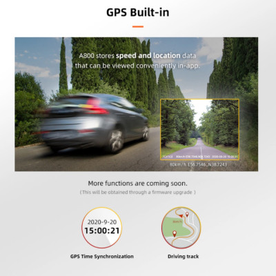 Camera hành trình ô tô Xiaomi 70mai cao cấp A800S chất lượng hình ảnh 4K, tích hợp Wifi (Bộ tích hợp Camera trước + Sau) - Bản Quốc Tế - Hàng Nhập Khẩu