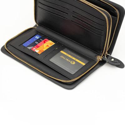 Ví cầm tay VICTOR - 2 dây kéo | Anh Tho leather