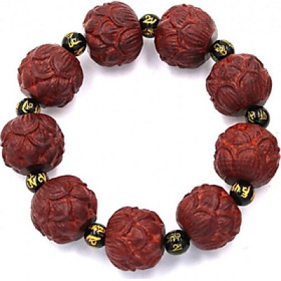 Vòng tay chuỗi hạt hoa sen gỗ trắc đỏ HSDCT36