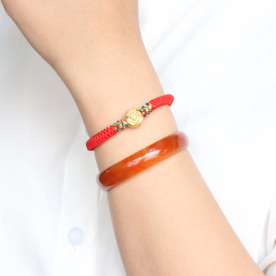 Vòng Tay Charm Hoa Bạc Bọc Vàng Dây 7 Sắc Ngọc Quý Gemstones GA150