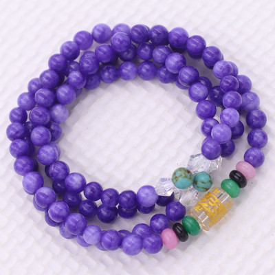 [Mệnh Hỏa, Thổ] Bộ Vòng Chuỗi, Tràng Hạt 108 Hạt 6 Ly Đá Vân Rồng Tím Charm Lục Tự Chân Ngôn - Tràng Chuỗi Niệm Phật - An Yên - Thịnh Vượng - May Mắn - Tài Lộc