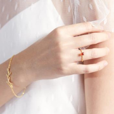 Nhẫn bạc cho nữ đai xoắn đá đỏ đẹp Gix Jewel N15