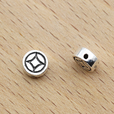 Combo 3 charm bạc xỏ ngang họa tiết đồng tiền - Ngọc Quý Gemstones