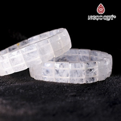 Vòng tay bản vuông đá thạch anh ưu linh trắng mệnh thủy kim - Ngọc Quý Gemstones