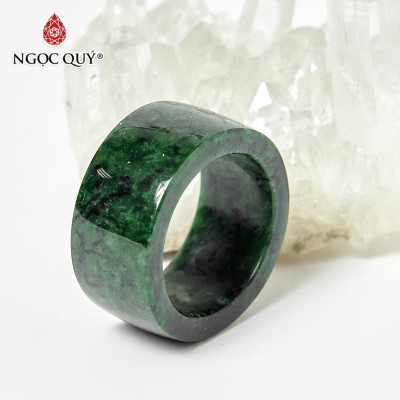 Nhẫn nữ cẩm thạch sơn thủy đường kính 18mm mệnh hỏa, mộc - Ngọc Quý Gemstones