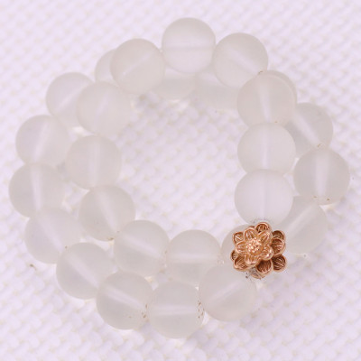 [Mệnh Kim, Thủy] Vòng Chuỗi Niệm Phật Đá Thạch Anh Trắng Mờ 14 Ly 27 Hạt Charm Hoa Sen Inox, Vòng Chuỗi Phật Giáo, Chuỗi Niệm Phật Hạt To - Phong Thủy 868