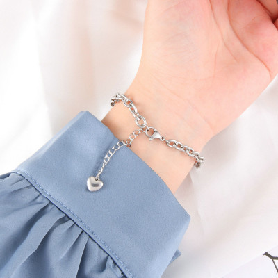 Lắc tay unisex vòng tay nam nữ cá tính trái tim phong cách Hàn Quốc