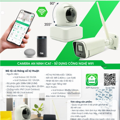 Camera Wifi ICat Mini Hunonic trong nhà Hàng chính hãng Hunonic