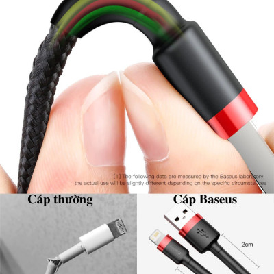 Cáp sạc Baseus Cafule Series nhanh và truyền dữ liệu tốc độ cao Usb to IP 2.4A CALKLF- Hàng chính hãng