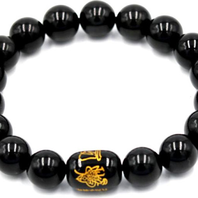 Vòng tay chuỗi hạt thạch anh đen 10 ly Thái tuế phù DTTD5