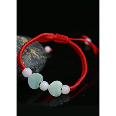 Vòng tay may mắn Hạnh Phúc ngọc tự nhiên hình trái tim (Giao mầu theo tự nhiên) CD03