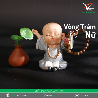 Vòng Trầm Nữ Thiên Nhiên - Đính Hoa Vàng Tĩnh Điện - Thanh Lịch