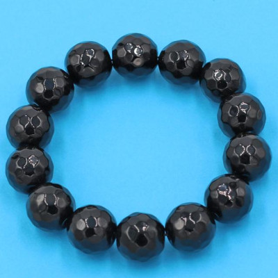 Chuỗi đeo tay - thạch anh đen cắt giác 14 ly 14 hạt - kèm hộp gỗ - hợp mệnh Thủy, mệnh Mộc