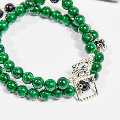 Vòng chuỗi hạt đeo tay 2 line đá cẩm thạch sơn thủy 6mm mệnh mộc , hỏa - Ngọc Quý Gemstones