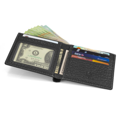 Ví Da Nam, Bóp Da Nam Kim Bảo H75 Da Bò Màu Đen, Nâu, Bò